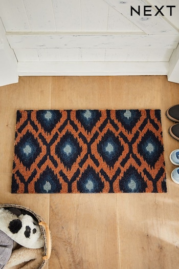 Blue Ikat Print Doormat (534466) | £14 - £24