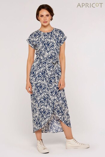 Apricot Blue Brushstroke Print Wrap Dress (534866) | £35