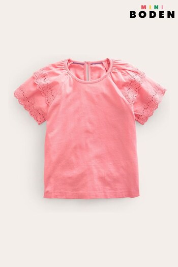 Boden Pink Broderie Mix T-Shirt (534878) | £17 - £19