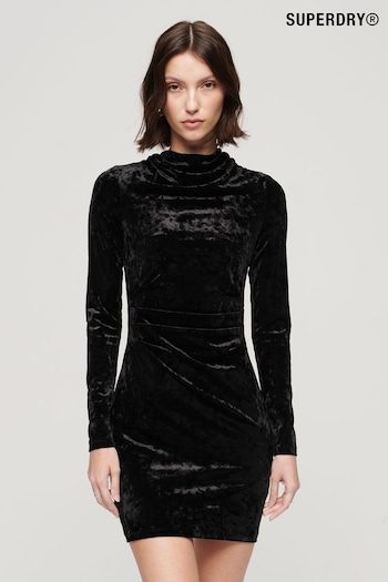 Superdry Black Velvet Long Sleeved Mini Dress (535843) | £60