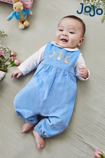 Gifts For Pets Blue Boys' Peter Rabbit Embroidered Dungarees & Body Set (536090) | £32