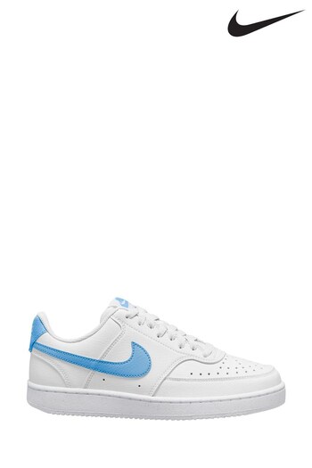 Nike White/Blue Court Vision Low Trainers (536165) | £73