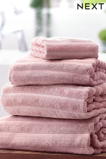 Pink Ribbed Towel 100% Cotton (536271) | £8 - £32