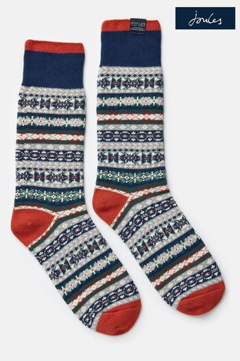 Joules Grey Fairisle Socks (536318) | £9.95