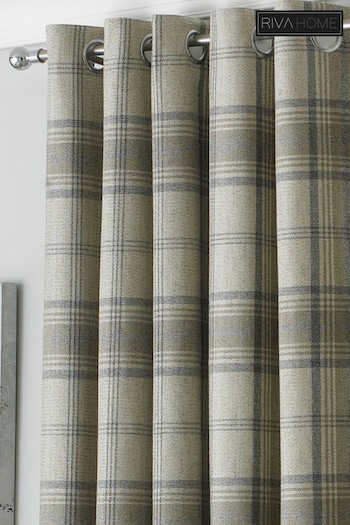 Riva Paoletti Natural Beige Aviemore Tartan Faux Wool Eyelet Curtains (536422) | £66 - £170