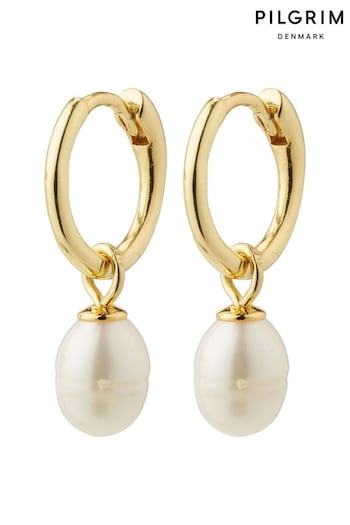 PILGRIM Gold Berthe Recycled Pearl Hoops Earrings (536692) | £28