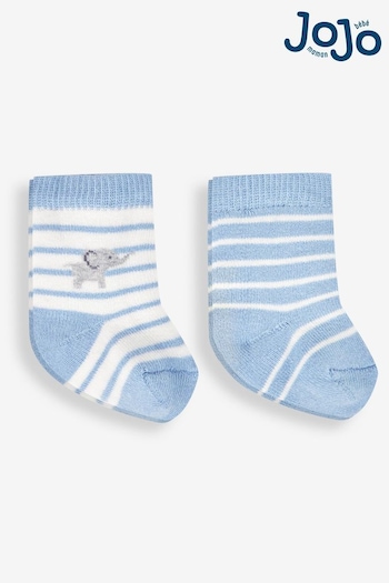 JoJo Maman Bébé Blue Elephant 2-Pack Baby Socks (537031) | £5.50
