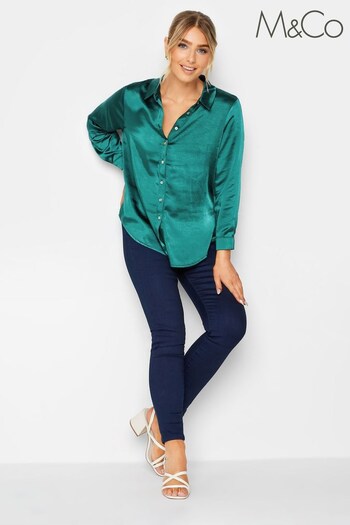 M&Co Green Satin Button Through Shirt (537117) | £25