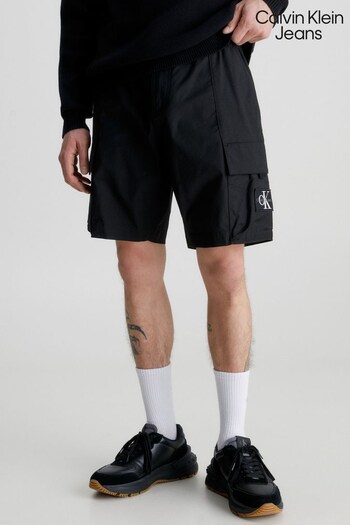 Calvin Klein Jeans Washed Cargo Woven Black Shorts Flex (537267) | £85