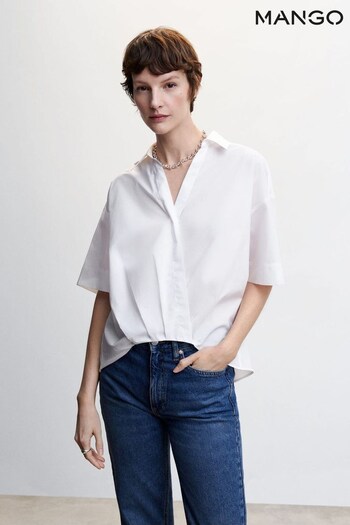 Mango Cotton Cross White Shirt (537292) | £33