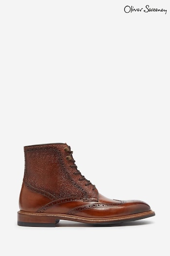 Oliver Sweeney Blackwater Grain Leather Lace-Up Brown Boots (537436) | £299