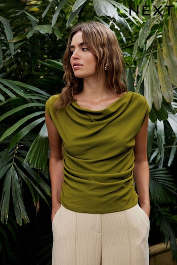 Olive Green Sleeveless Draped Top (537450) | £26