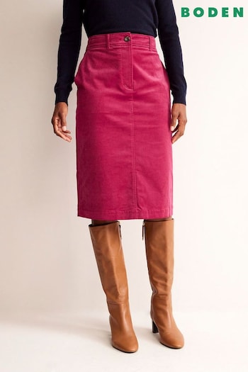 Boden Red Margot Cord Midi Skirt (537538) | £80