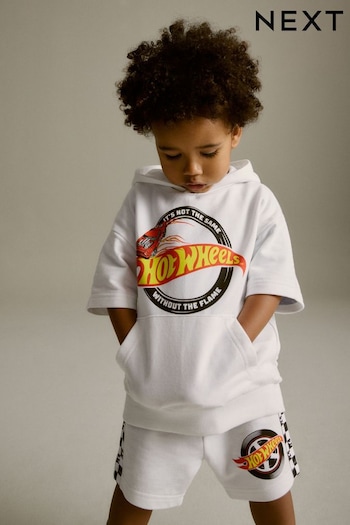 White Hot Wheels Jersey Glacier Hoodie and Shorts Set (3mths-8yrs) (537890) | £22 - £26