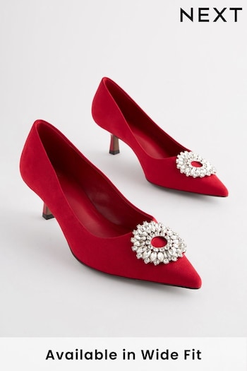 Red Regular/Wide Fit Forever Comfort® Jewel Trim Kitten Heels (537989) | £45