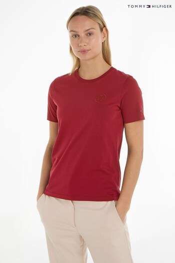 Tommy Hilfiger Red Embroidered Logo T-Shirt (538137) | £65