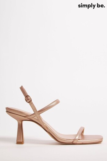 Simply Be Rose Gold Sassy Two Strap Sandals Wide Fit (538383) | £29