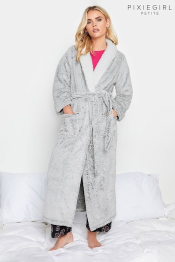 PixieGirl Petite Grey Contrast Wellsoft Maxi Robe (538410) | £34