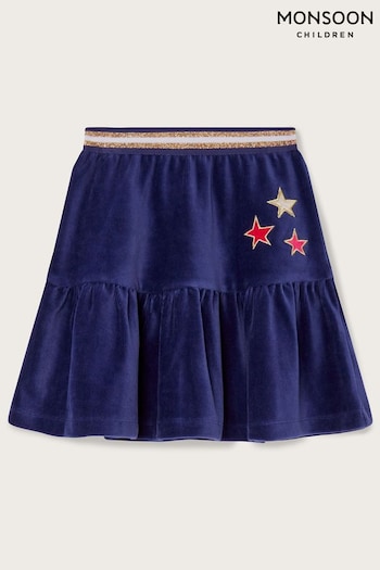 Monsoon Blue Cosmic Velour Skirt (538430) | £22 - £26