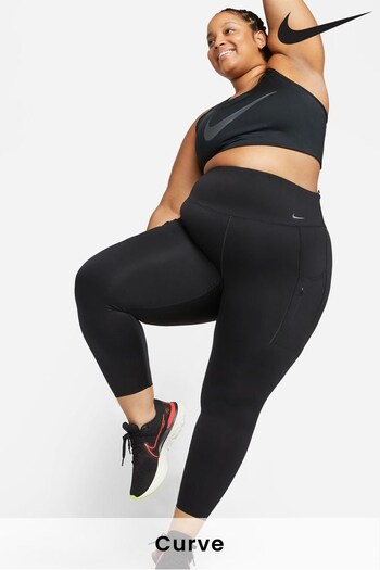 Nike Black Curve Go Firm-Support High-Waisted 7/8 Leggings knit with Pockets (538545) | £100
