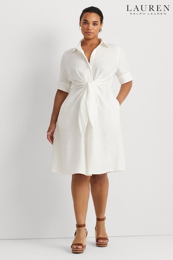 Lauren Ralph Lauren Curve White Linen Shirt Dress (538824) | £279