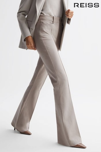 Reiss Neutral Dylan Petite Flared High Rise blooming Trousers (539182) | £138