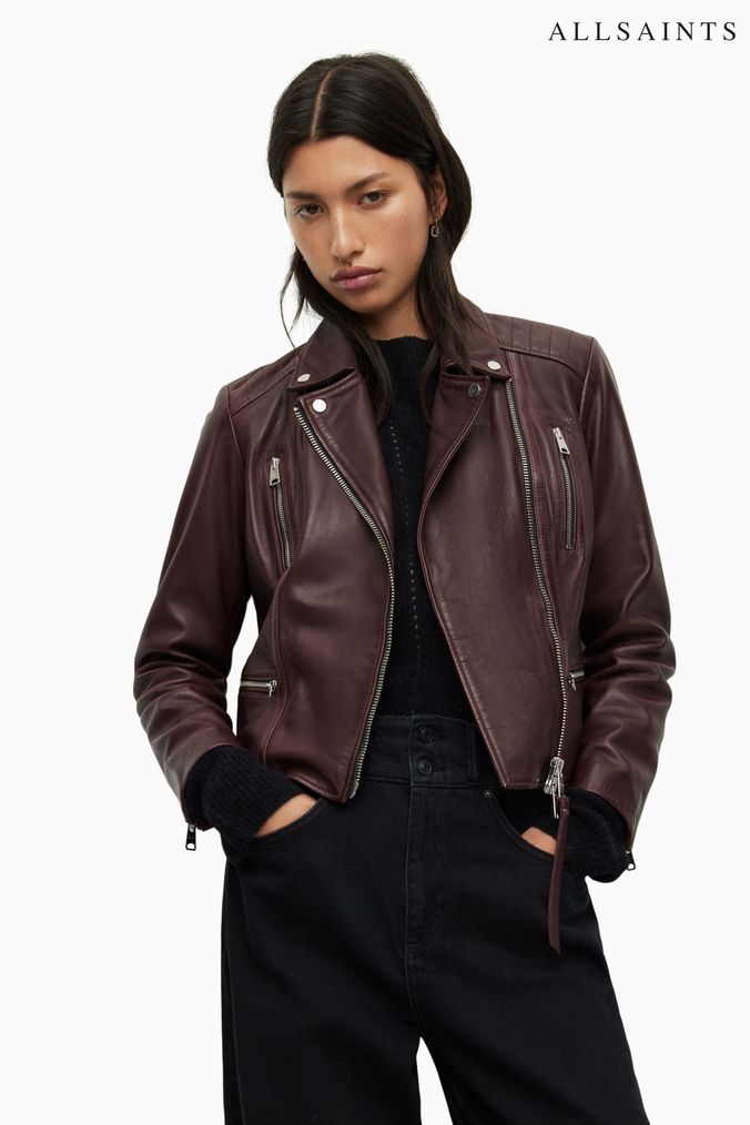All saints burgundy leather jacket store