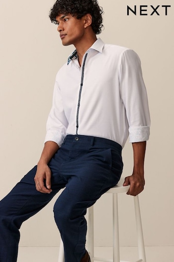 White Regular Fit Single Cuff Trimmed Formal Shirt (539339) | £30