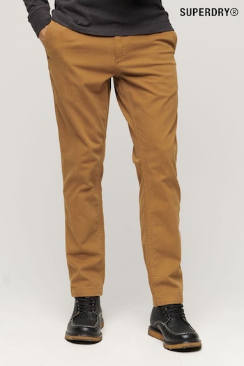 Superdry Dark Brown Slim Officers Chinos Trousers Blu (539627) | £55