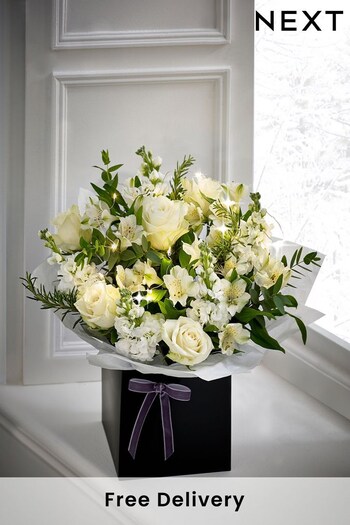 White Fresh Flower Bouquet in Gift Bag (539651) | £32