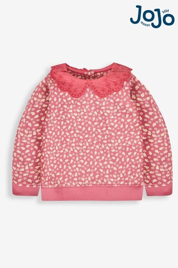 JoJo Maman Bébé Rose Woodland Floral Sweatshirt With Broderie Collar (539798) | £22