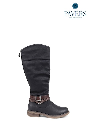 Pavers Buckle Detail Smart Black Boots (539812) | £55