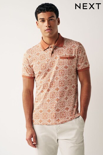 Orange Tile Print Polo Shirt (539959) | £26