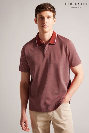 Ted Baker Red Arts Mini Jacquard Stitch Polo Shirt (540010) | £70