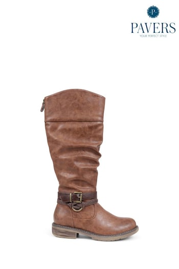 Pavers Buckle Detail Smart Brown patent Boots (540087) | £55