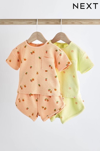 Fluro Green/ Orange Floral 4 Piece Baby T-Shirts & Shorts Set (540088) | £20 - £22