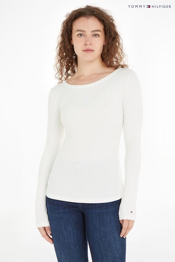 Tommy Backpack Hilfiger Cream Slim Fit Long Sleeve T-Shirt (540386) | £65
