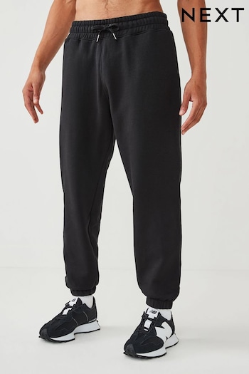 Black Relaxed Fit Cotton Blend Cuffed Joggers (540402) | £26