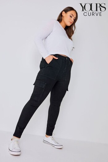 Yours Curve Black AVA Cargo Jeans (540662) | £29