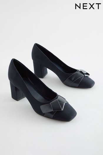 Navy Forever Comfort® Square Toe Bow Court Shoes (540861) | £34