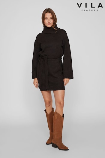 VILA Black Long Sleeve High Neck Cosy Jumper Dress (540864) | £38