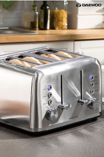 Daewoo Silver Kensington 4 Slice Stainless Steel Toaster (540866) | £45