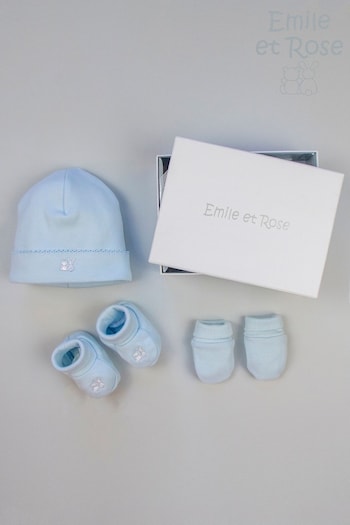 Emile et Rose Blue Hat, Booties And Mitts Gift Set (541016) | £21