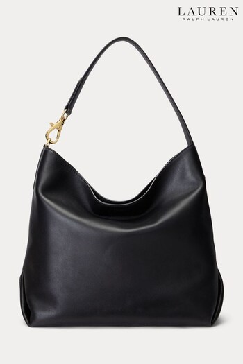 Lauren Ralph Lauren Black Kassie Leather Slouchy Shoulder Bag (541023) | £459