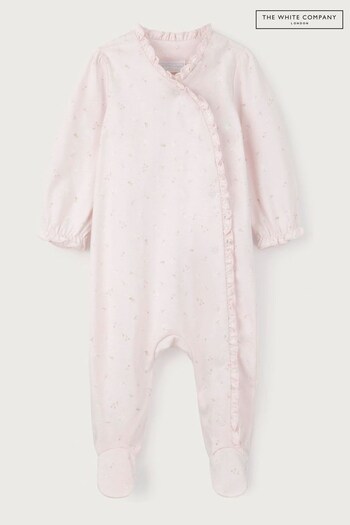 The White Company Pink Spring Floral Frill Sleepsuit (541106) | £22