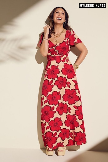 Myleene Klass Red Floral Printed Cut-Out Back Dress (541227) | £62