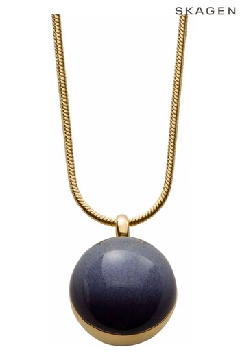 Skagen Ladies Gold Tone Jewellery Sea Glass Pendant Necklace (541272) | £79