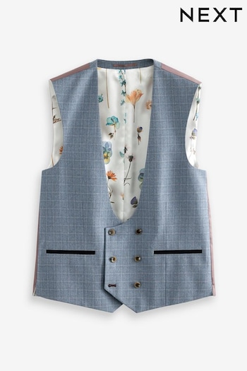Light Blue Check Suit Waistcoat (541696) | £45