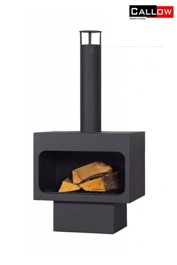 Callow Black Garden Arizona Freestanding Steel Wood Burning Fireplace With Chimney (541805) | £175