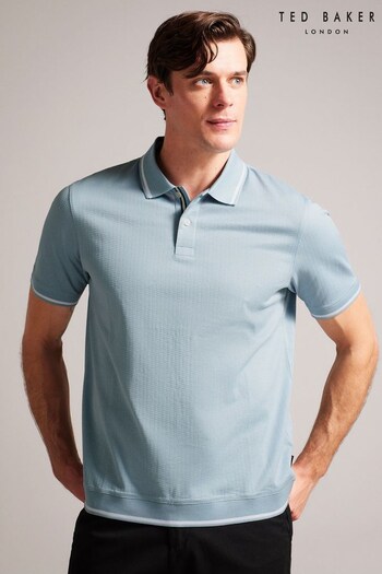 Ted Baker Sky Blue Regular Erwen Short Sleeve Textured Polo Shirt (541861) | £70
